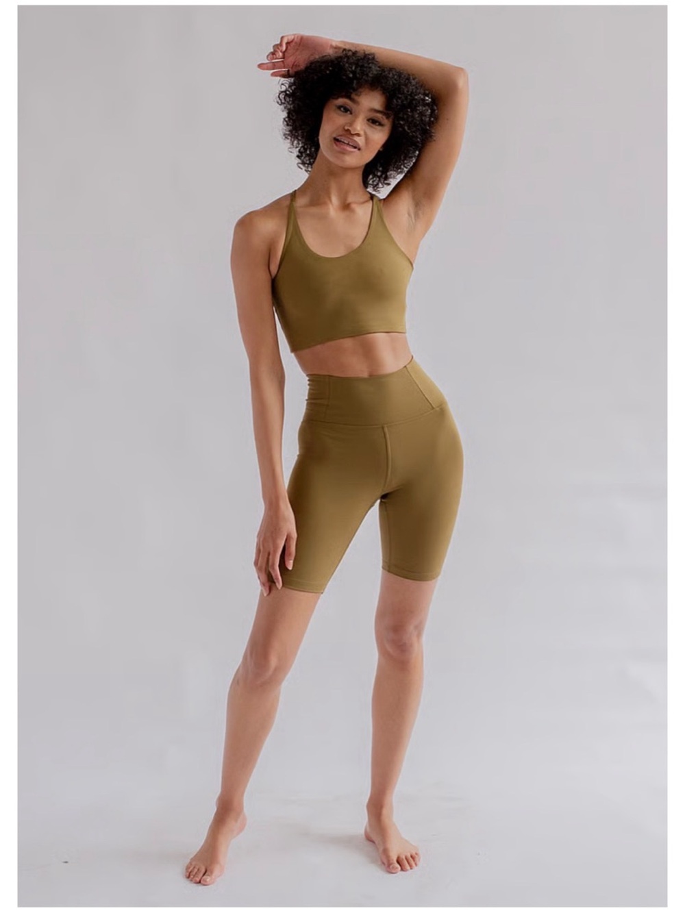 Girlfriend Collective Women’s Sz M Float On High Rise Bike Shorts Pull On Fern